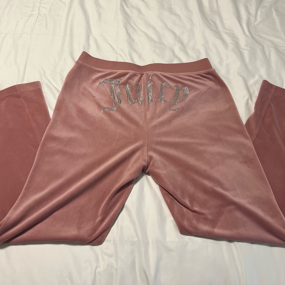 Juicy Couture OG Big Bling Velour Track Pants in Rose Pink